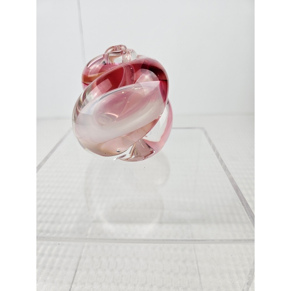 JIM KARG SIGNED SWRILED PINK STUDIO ART GLASS PAPER WEIGHT